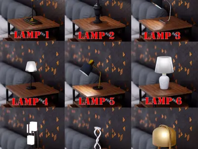 BEDSIDE LAMPS collection Low-poly 3D model