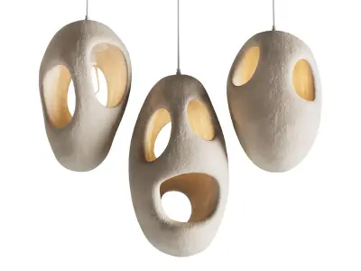 Sculptural Japandi Pendant light 3D model