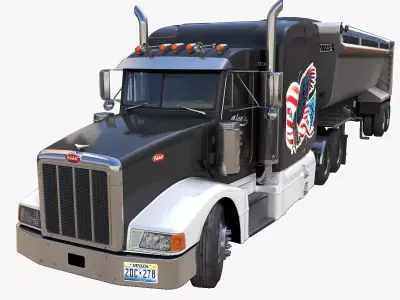 Peterbilt 377 dump trailer Low-poly 3D model