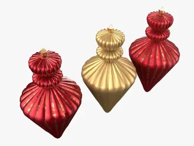Christmas Tree Ornament Set10 - Red Yellow 3D model