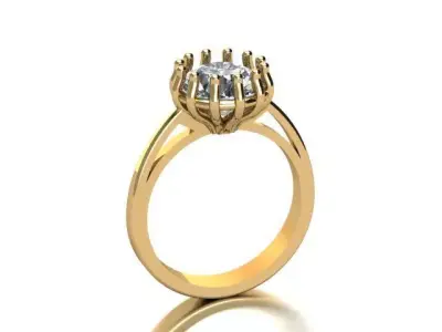 High Detail 8 Prong Cathedral Solitaire Ring Moissanite Diamond 3D print model