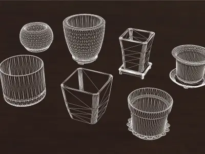 Flower Pots Low-poly 3D model
