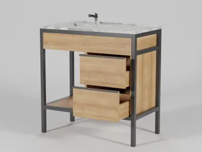 Wash Basin Shelving Unit 85x46x87 Low-poly 3D model