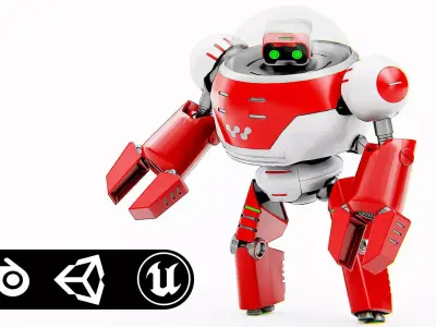 TOON DROID ZEFF Rigged for Unreal Engine - Unity - MIXAMO 3D model