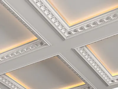 Modern coffered illuminated ceiling 3D model