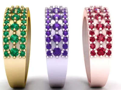 Luxury Emerald Multi-Stone Band Ring  3D Printable Jewelry 3D print model