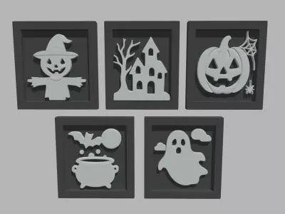 Halloween Pictures Frames 02 Low-poly 3D model