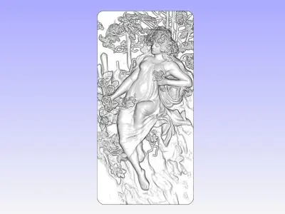 Panel - woman-in-nature - stl 3D print model