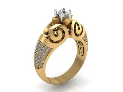 Engraving Ornamental Earring Ring Set 2424 3D print model