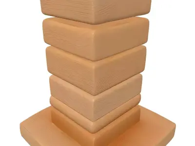 Wooden Block Stack Sculpture Low-poly 3D model