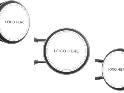 Round Light Box Sign 3D model