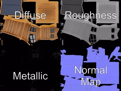 Modern Wooden House model pack Low-poly 3D model