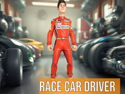 Race Car Driver Uniform model pack Low-poly 3D model