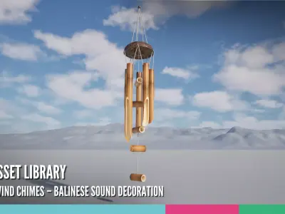 Bamboo Wind Chimes Balinese Sound Decoration 3D model