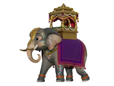 Cartoon DASARA Elephant - MAYA Rigged and Blender Rigged Low-poly 3D model