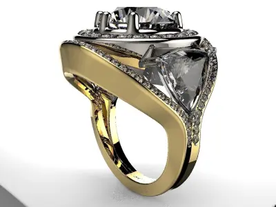 Classic Big Stone Ring 3D print model