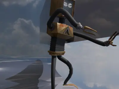 Nautical Robot Rigged - PBR 2K Free low-poly 3D model