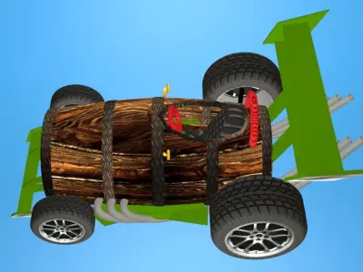 Barrel Car Low-poly 3D model