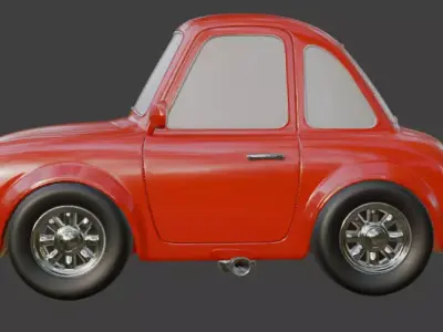 Red Cartoon Car Model 3D print model