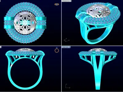  Mesh flower ring - Italian rings - Womens Rings - N6363 3D print model