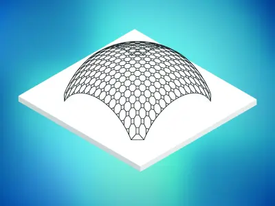 Dome octagonal pattern wire frame structure Low-poly 3D model