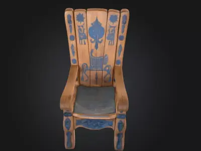 Medieval Wooden Chair Low-poly 3D model