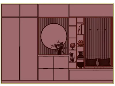 Hallway Furniture black wooden set 02 Low-poly 3D model