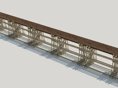 Wood trestle bridge  Low-poly 3D model