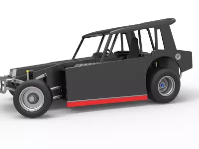 Vintage Dirt Modified stock car V6 while turning Scale 1 to 25 3D print model