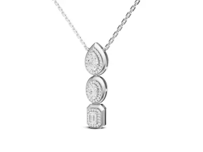 Fiery Rose Gold Diamond Tie Necklace With Pear Oval Emerald 3D print model