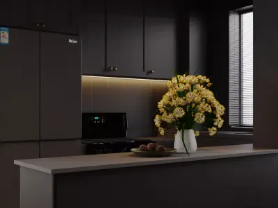 Luxury living room dining room interior scenes 21 3D model