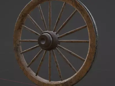 Wooden wheel Low-poly 3D model