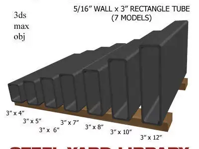 5 16in Wall x3in Rectangle Tube 3D model