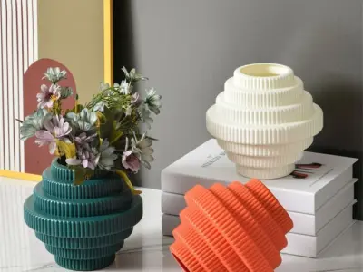 Gear Texture Cylinder Vase 3D print model