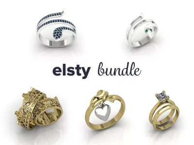 Gold and silver ring bundle 3D print model