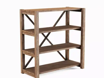 Wide Pottery Shelf A 05 Low-poly 3D model