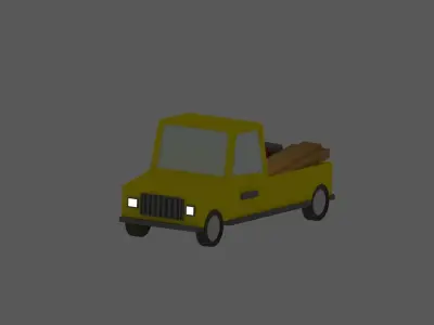 Yellow Service Vehicle Low-poly 3D model