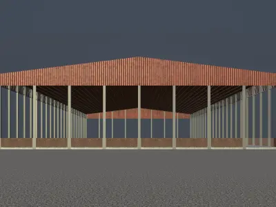 Warehouse with clear space 3D model