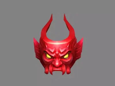 red mask - ninja Low-poly 3D model