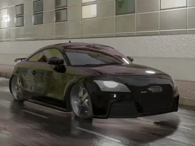 AUDI TT RS night rainy street 3D model