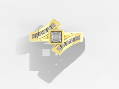 Beautiful square diamond ring Free 3D print model