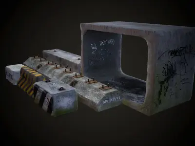 Concrete Blocks Pack Free low-poly 3D model