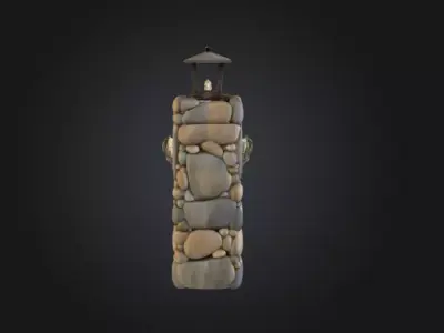 Stone Lantern Pillar Low-poly 3D model