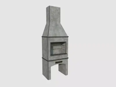 Brazilian Barbecue Grill 07 Concrete Brick - Interior Design Low-poly 3D model