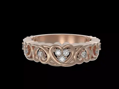 Heart band ring 3D print model