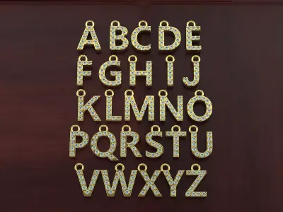 A-Z Diamond Letter Pendant 3D print model