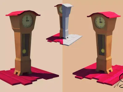 Pendulum  Clock  3D Free low-poly 3D model