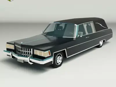 Low Poly Hearse Car Low-poly 3D model