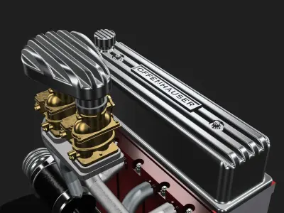 Chev 236 i6 Engine w upgrades N accessories Kustom 3D print model