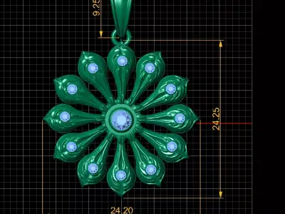 Gold Flower Pendant 3D printable model  3D print model